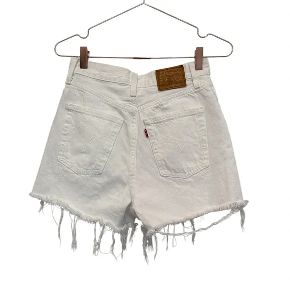 White Frayed Hem Denim Shorts
